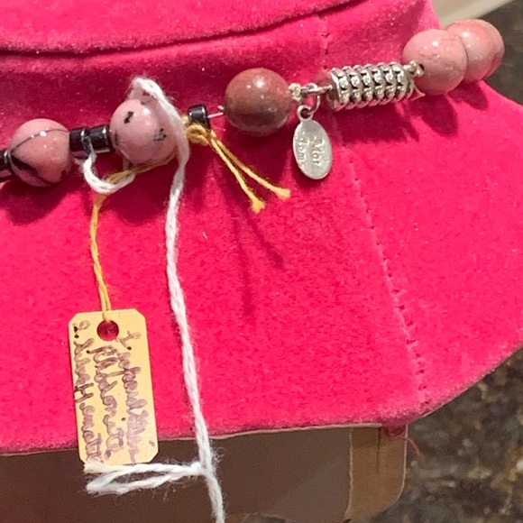 NEW - OPAQUE RHODONITE ENHANCER WITH BEADED 18” NECKLACE with (.925) STERLING - Picture 4 of 7